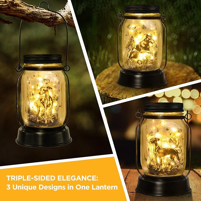 Greyhound Gifts for Women/Men Greyhound Solar Lanterns Mom Birthday Speedster Dog Lovers Lantern Pet Loss Animal Dog Memorial Lights Solar Garden Decoration for Yard, Patio,Backyard,Porch Torches