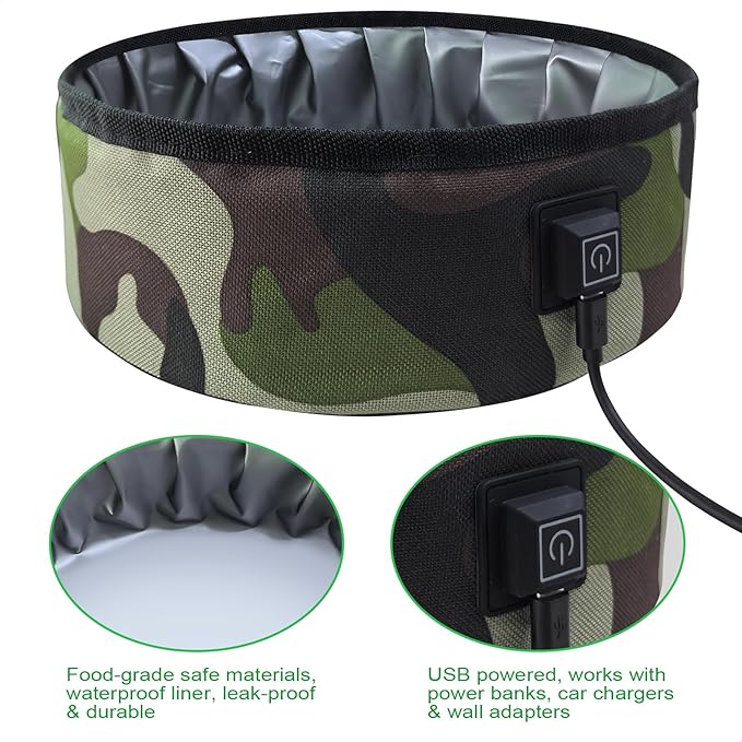 3L Heated Water Bowl for Pets –Foldable, Waterproof for Dogs, Cats, Squirrels, Rabbits, Chickens, and Birds – Winter Outdoor Use – Keeps Water from Freezing in Snowy Weather