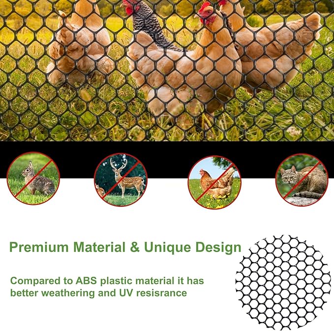 Plastic Chicken Wire Mesh Fencing, 15.7IN x 32.8FT Rigid Plastic Wire Mesh Fence Roll, Garden Balcony Fencing Barrier Netting for Farms, Poultry, Yards, Dog, Cat (0.4m x 10m)
