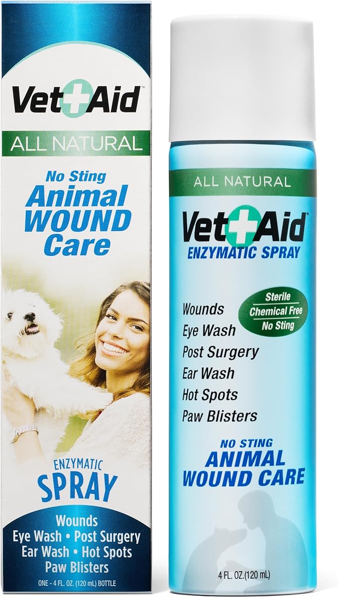 Animal Wound Care Spray - Pet Wound Care for Pet Supplies - Saline Spray for Pet Care - Supports Dermatitis, Hot Spots, Abscesses & More - 4 oz