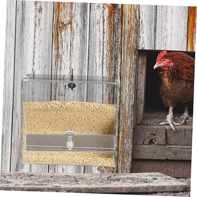 VANZACK Automatic Chicken Feeder Acrylic Food Bowl for Routine Chickens PET Cage Feeding Container 1.5L Capacity for Parrots and Cockatiels