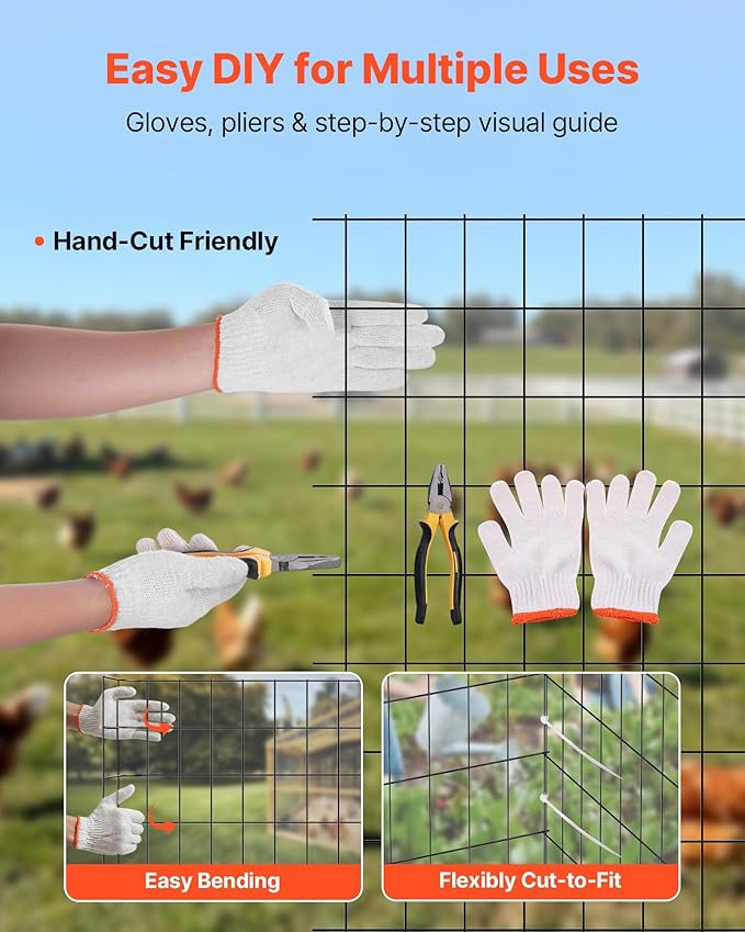 VEVOR Hardware Cloth 24 in x 25 ft, 2 x 3 in Mesh 16 Gauge Galvanized Wire Mesh Roll, Weather-Resistant Vinyl Coated Chicken Wire Fencing, Heavy Duty Welded Garden Plant Fencing for Rabbit Cage Snake