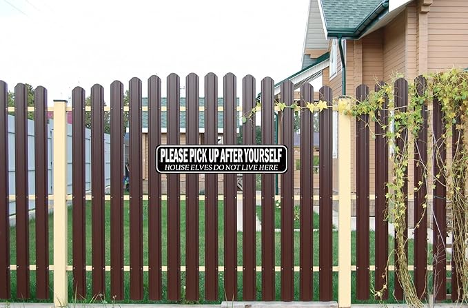 Funny Cleaning Reminder Metal Sign - 'Pick Up After Yourself' Humorous House Sign for Kitchen, Laundry Room or Entryway 16x4 Inch