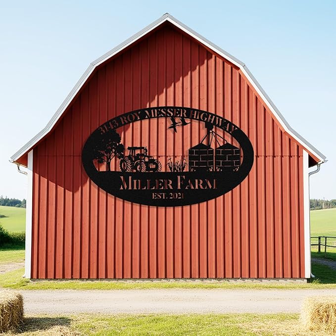 Personalized Metal Farm Signs, Custom Ranch Sign, Customized Farm Metal Signs Outdoor, Custom Large Hanging Family Name Sign for Farms, Ranch, Barn, Farmhouse