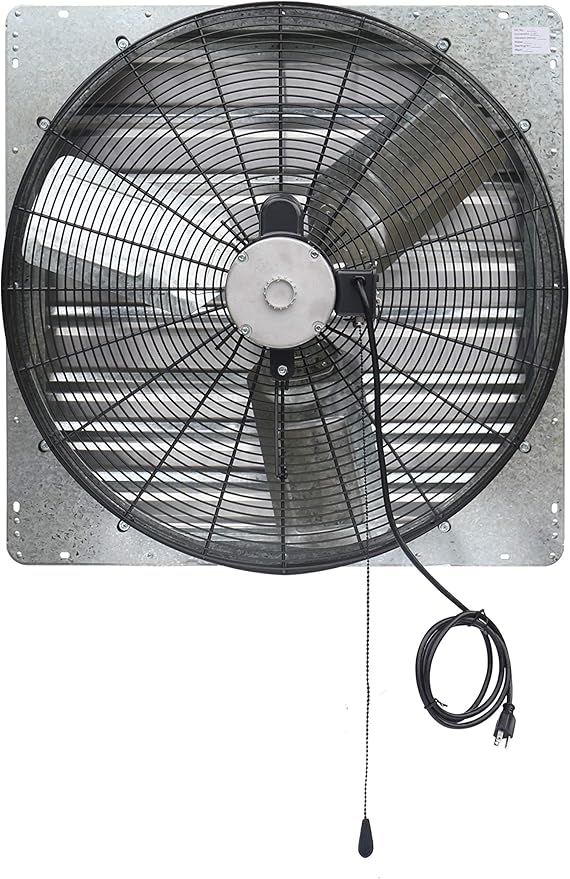 iLIVING 30" Wall Mounted Shutter Exhaust Thermostat Control-2 Speeds Vent Fan For Home Attic, Shed, or Garage Ventilation, 5088 CFM, 7500 SQF Coverage Area, Silver (ILG8SF30V-T)