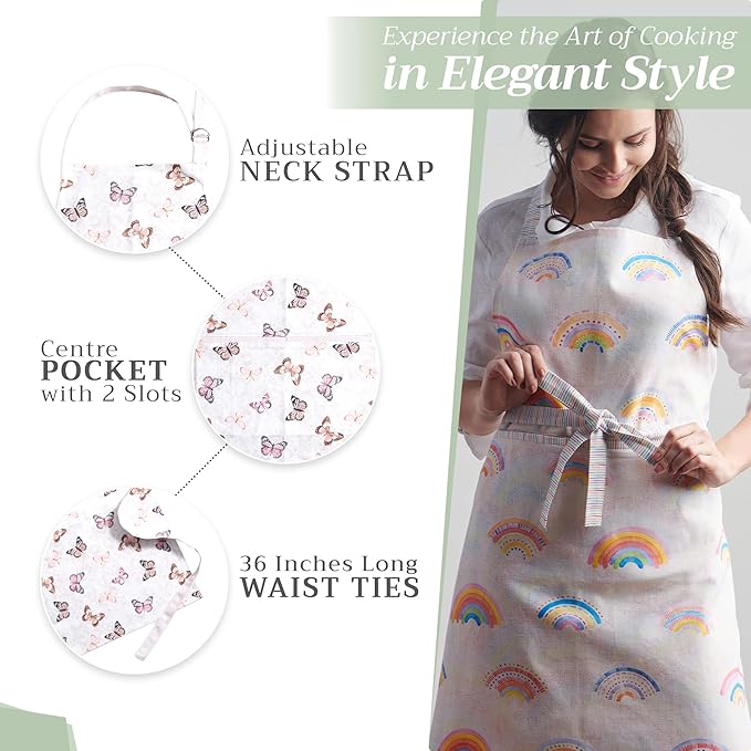 Maison d' Hermine 100% Cotton Apron for women with Pocket Kitchen Chef Apron for Men Cooking Easter Decorations