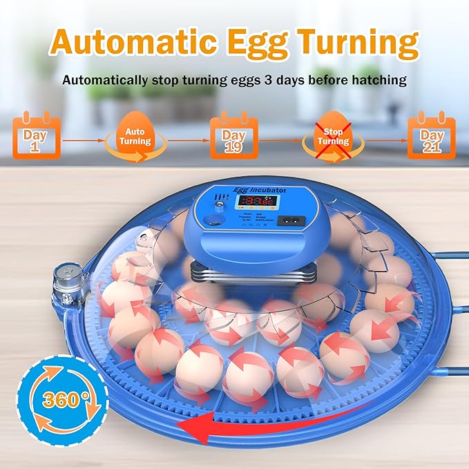 Egg Incubator with Automatic Egg Turning and Humidity Control, 26 Eggs Incubators for Hatching Eggs Chicken Quail Ducks Goose Parrot for Home Lab Farm Classroom