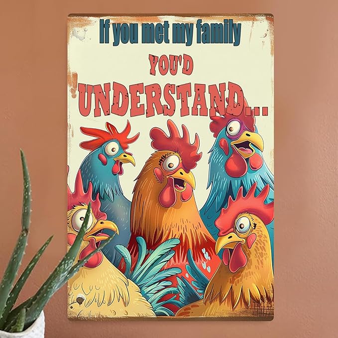 Chicken Metal Tin Sign Vintage Metal Post Wall Art Chicken Decoration for Chicken Coops Farms Yard Home Bar Cafe Garage or Office - Thoughtful Chicken Gift Idea