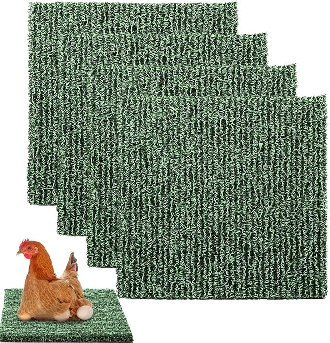 4 Pack Nesting Pads for Chicken Coop, 12"x12" Chicken Nesting Box Pads for Laying Eggs, Washable Nest Box Pads for Chicken Hen Small Pets on Garden Lawn Indoor Outdoor (Green)