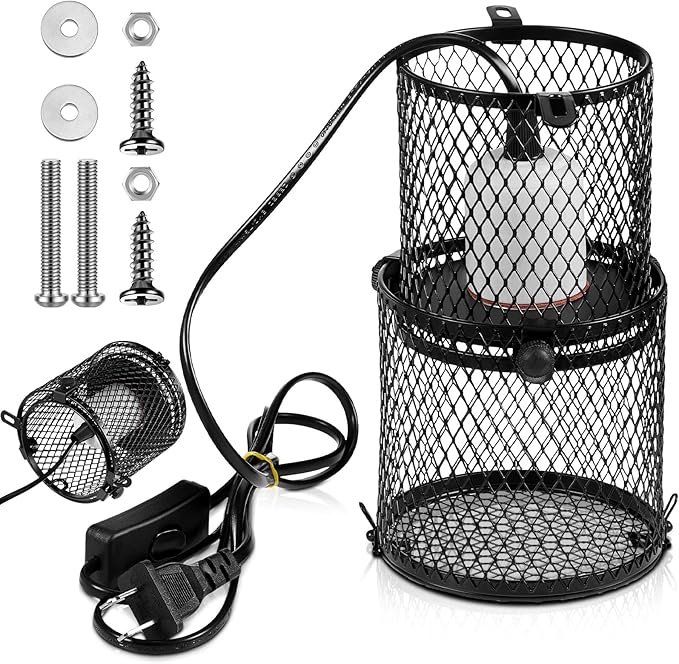 VIHOSE 1 Pcs Retractable Reptile Heat Lamp Holder Reptile Anti Scald Lampshade Ceramic Heat Emitter Heating Lamp Shade with Switch for Pet Amphibian Snakes Lizards Turtle Frogs Chicks, Without Bulb