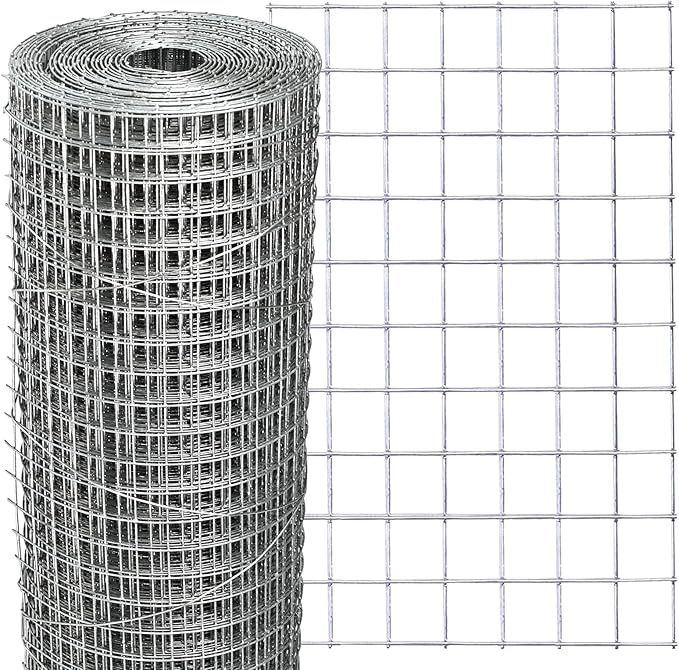 Hardware Cloth 16'' x 20' 1/2 in Galvanized Wire Mesh Roll (19 GA) Chicken Wire Fence Roll for Chicken Pen/coop Fences, Screen mesh, Rabbit/Snake Fences, Poultry enclosures, Handicraft Making, etc.