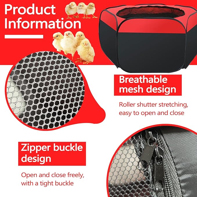 Double Door Brooder Box for Chicks, Breathable Pop up Chicken Brooder, Foldable Large Chick Starter Kit, 45.1" x 19.9" Brooding Playpen/Tent Holds Up to 20 Duck Quail Gosling