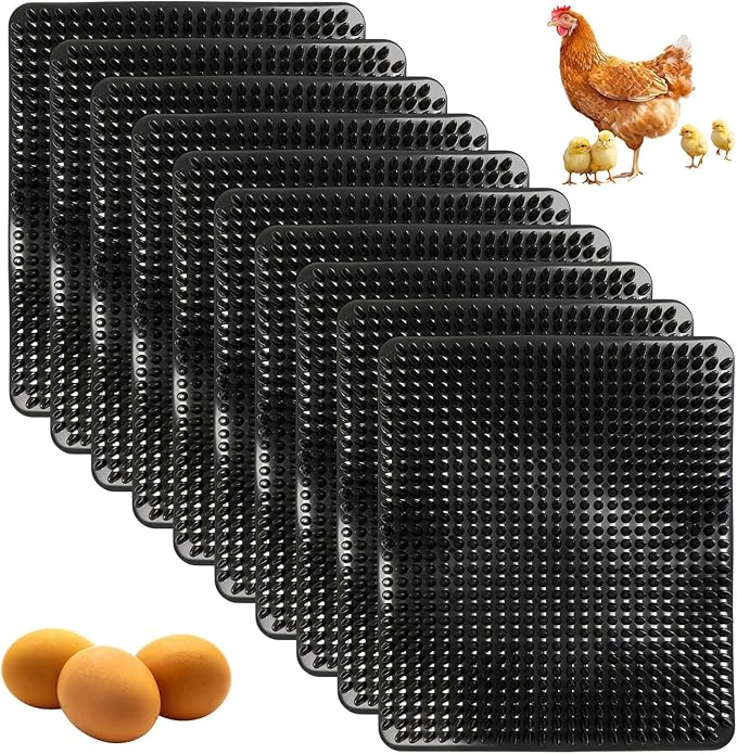 10 Pcs Chicken Nesting Pads Washable 13.8 * 11.6 Nesting Box Pads for Chickens Coop Artificial Grass Rug Accessories Plastic Grass Mat for Chicken Coop Accessories (Black)