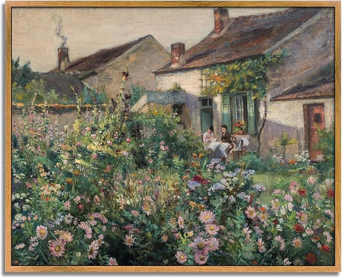 Colorful Farmhouse Painting Rustic Wildflower Prints Farmhouse Botanical Pictures Countryside Canvas Wall Art Farmhouse Wildflower Painting Nature Scenery Pictures Rustic Antique Wall Art 8x10in Framed