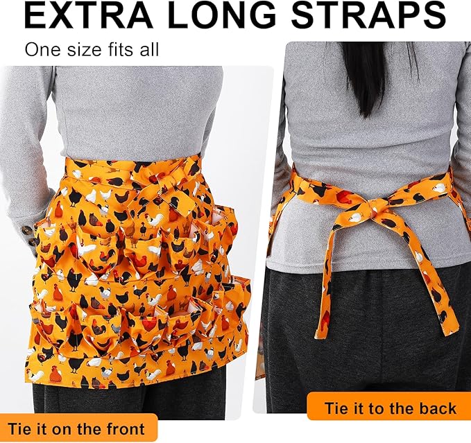 Egg Collecting Apron, 12 Pouches Chicken Egg Apron, Farmhouse Aprons for Chicken, Duck, Goose, Poultry Collection