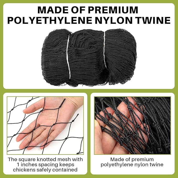 50 x 50 ft Aviary Bird Netting Chicken Netting Commercial Grade Heavy Duty Knotted 2 inch Mesh for Chicken Coops Poultry Blueberries Fruit Trees Net Aviary Gamefowl Garden