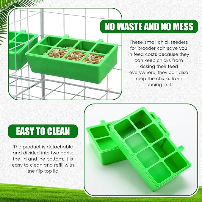 Honeydak 8 Pack No Mess Quail Feeder Trough Removable 8 Slots Hanging Chicken Feeder Bowl Water Trough Food Dispenser Tool for Pigeon Chicks Quail Parrots Duck Bird Poultry Animal