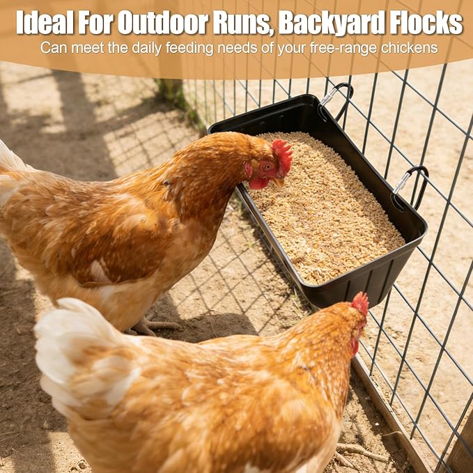 Chicken Feeder,Hanging Goat Feeders,Hanging Poultry Feeder for Sheep, Duck and Dog, Fence Feeder Trough Livestock Feeding Container, Chicken Coop Accessories, 3 Pack Black Chicken Feeder Waterer