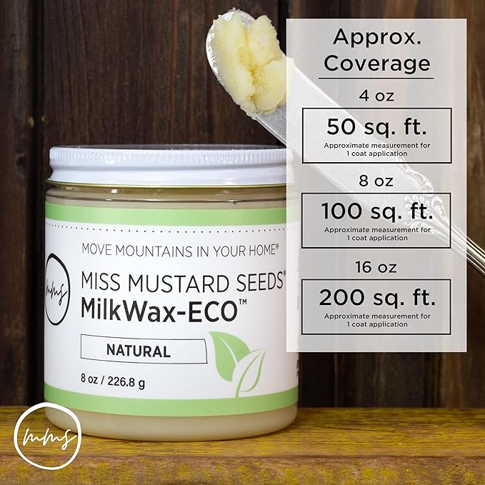 Miss Mustard Seed's MilkWax-ECO - Wax for Furniture, Wood, Cabinets, Walls, Cutting Boards, and Serving Ware, Washable, All-Natural, Eco-Friendly (Umber, 16 oz)