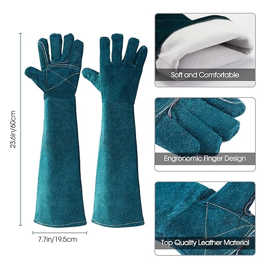 Animal Handling Gloves Bite Proof Leather Dog Cat Scratch Bird Falcon Grabbing Reptile Squirrel Snake