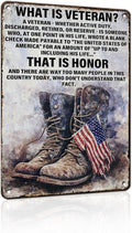 PEACHGARDEN Military Decor Army Patriotic Metal Sign Wall Decor What is A Veteran Metal Tin Sign Poster Military Memorabilia for Veterans Army Soldier Patriots 8x12inch