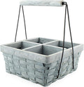 AuldHome Design Wood Basket Caddy (Gray Washed) 4-Compartment Carry-All Divided Organizer, Great for Easter/Spring Gift Basket