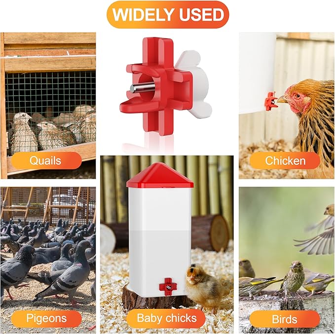 Horizontal Chicken Waterer Nipples, Automatic Poultry Watering System with Drill Bit, Leak-Proof & Side Mount Drinker Feeders for Chickens (Pack of 20)