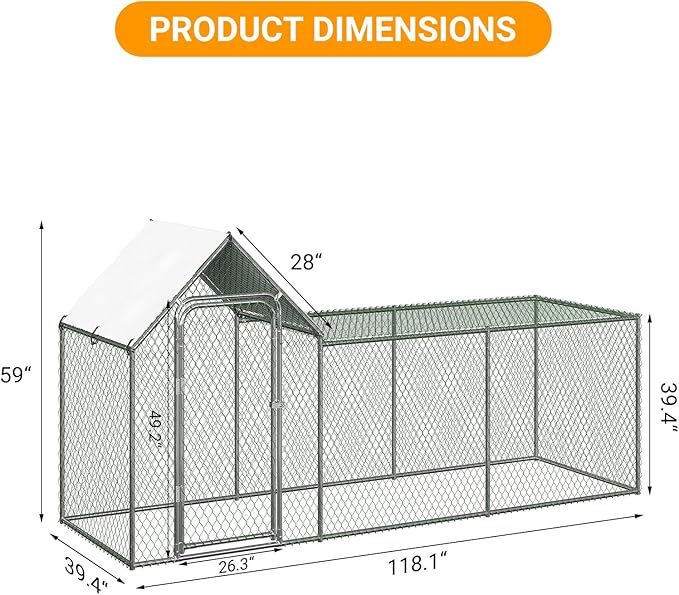 Chicken Coop Cover Waterproof Chicken Run Cover Coop Tarp Accessories for Winter Walk-in Poultry Cage for Outdoor Duck Rabbit Cage