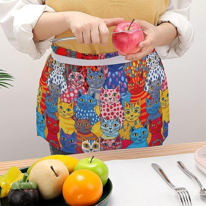 Half Apron with 3 Pockets Chef Cooking Kitchen Restaurant Aprons for Women Men