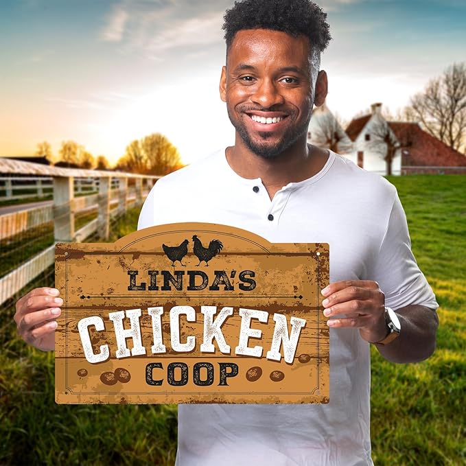 Personalized Chicken Coop Sign, Custom Name Farmhouse Backyard Décor For Sign, 12x18 Inches, Rust Free .063 Aluminum, Fade Resistant, Made in USA by Sigo Signs