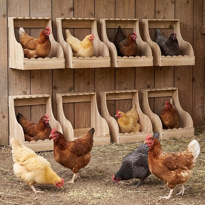 Single Compartment Hens Nesting Box, 14.5 x 13.75 x 13 Inch Wood Chicken Laying Eggs Boxes, Large Heavy Duty Chicken Coop Nest Box Accessories for Duck Birds Poultry, Easy Assembly