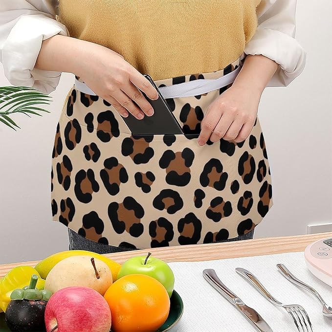 Unisex Apron for Cooking Server Waitress Half Waist Apron with 3 Pockets