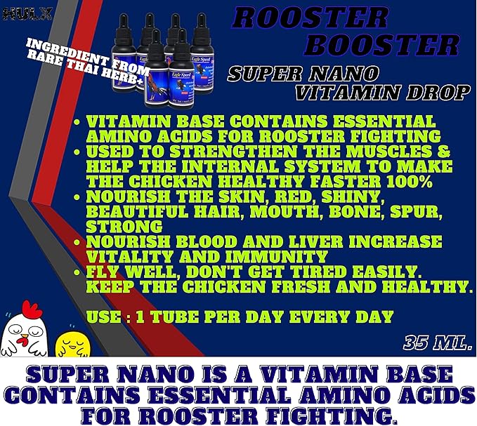 Speed Super Nano Drop 35 ML. Essential Amino Acids Rooster Booster Vitamins Chicken Supplement for Fast Proven Recovery Body & Energy, Blood Care Build Muscles Feed Poultry Hen Food