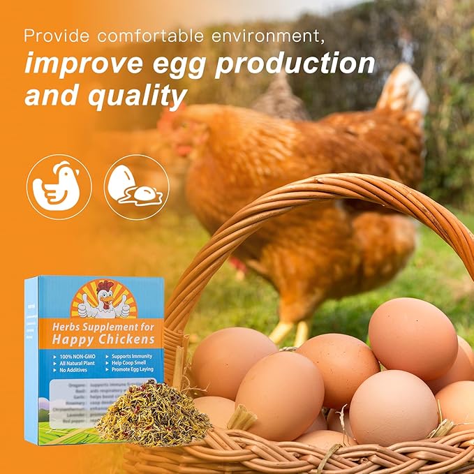 Chicken Nesting Herbs and Flowers Chili Mix Supplement Coop Boxes Pads Roost Poultry House Feed Grit Lime Bedding Refresher Treats Snacks for Daily Wellness Feather Quality Egg Production (17.6 OZ)