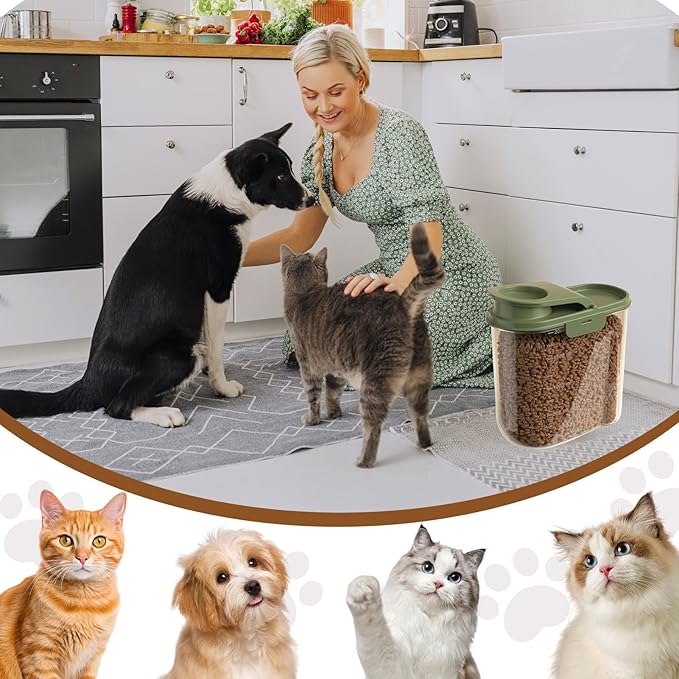 Pet Food Container - 2L Animal Food Storage Containers | Visible Grain Dispenser Large Capacity Anti-moisture Dust-proof for Kitchen Pantry Garage Barn Farm