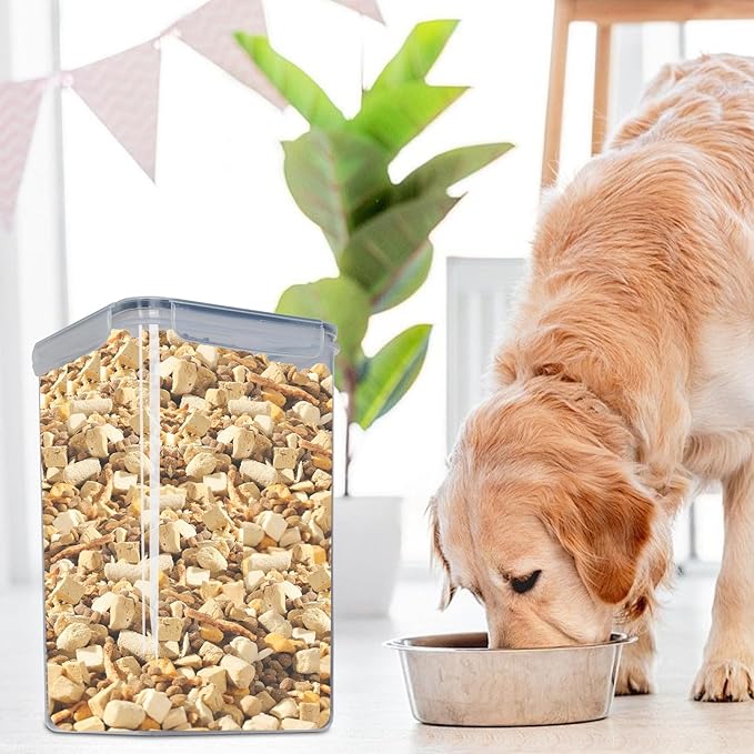 Geyecete 2 PC [6.5L / 220 Oz] large food storage containers Extra Large dog Food Storage Containers with Airtight Lids Can hold 13-15 pounds of dog food