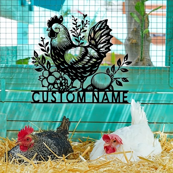 Custom Chicken Coop Metal Sign, Personalized Chicken Coop Sign for Outside, Custom Metal Hen House Farm Signs, Chickens Hen House Farmhouse Wall Art Decor