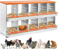 Nesting Boxes for Chickens, 10 Compartment Chicken Nesting Box with Automatic Egg Collection, Chicken Coop Accessories Galvanized Steel, Roll Away Nesting Box for Chickens, Hens, Ducks