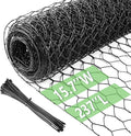Chicken Wire 15.7 in x 237 in Poultry Wire Netting Hexagonal Galvanized Mesh Garden Fence Barrier for Pet Rabbit Chicken Fencing with 100 Pcs Cable Zip Ties(PVC-Coated)