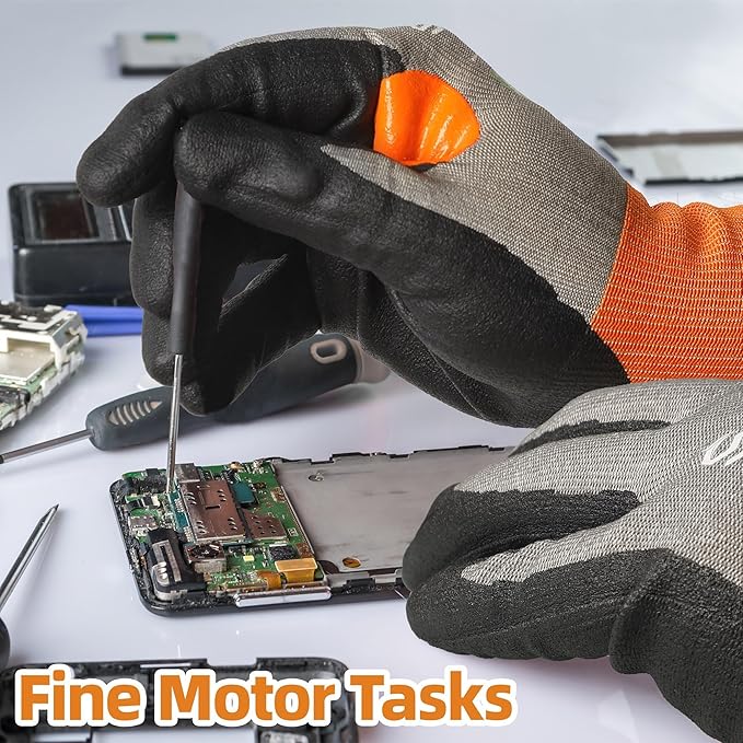 Schwer A6 AIR-SKIN Cut Resistant Work Gloves, Comfortable & Breathable, 21-Gauge Seamless Knit Flexible Safety Working Gloves with Grip for Refined Tasks, Touch-screen, 1 Pair, XL, AR5926