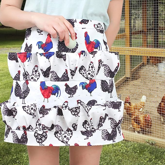 Egg Collecting Apron with 12 Deep Pockets Gathering Holding Farmhouse Fresh Eggs for Chicken Hen Duck Goose