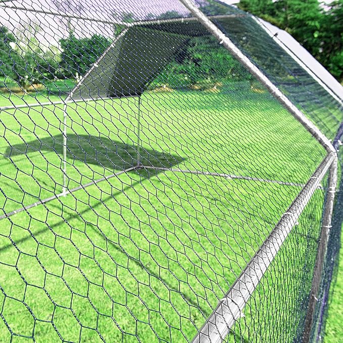 Giantex 18.5ft Large Metal Chicken Coop, Walk-in Chicken Coops Hen Run House Shade Cage with Waterproof and Sun Protection Cover for Outdoor Backyard Farm Use Poultry Cage (18.5 x 9.2 ft, Flat)