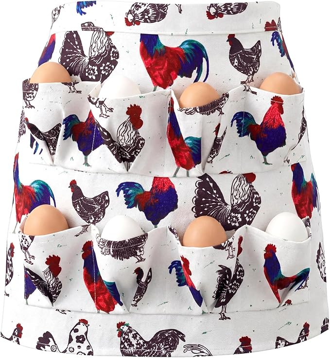 8 Pockets Egg Collecting Apron, Canvas Egg Gathering Apron with 8 Pockets Chicken Eggs Aprons for Chicken Duck Goose Eggs, Farmhouse Kitchen Restaurant Parent-Child Activities