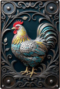 Chicken Metal Tin Sign Vintage 2D Flat with 3D Visual Effect Metal Post Wall Art for Chicken Coops Farms Yards Home Bar Cafe Garage or Office - Thoughtful Chicken Gift Idea