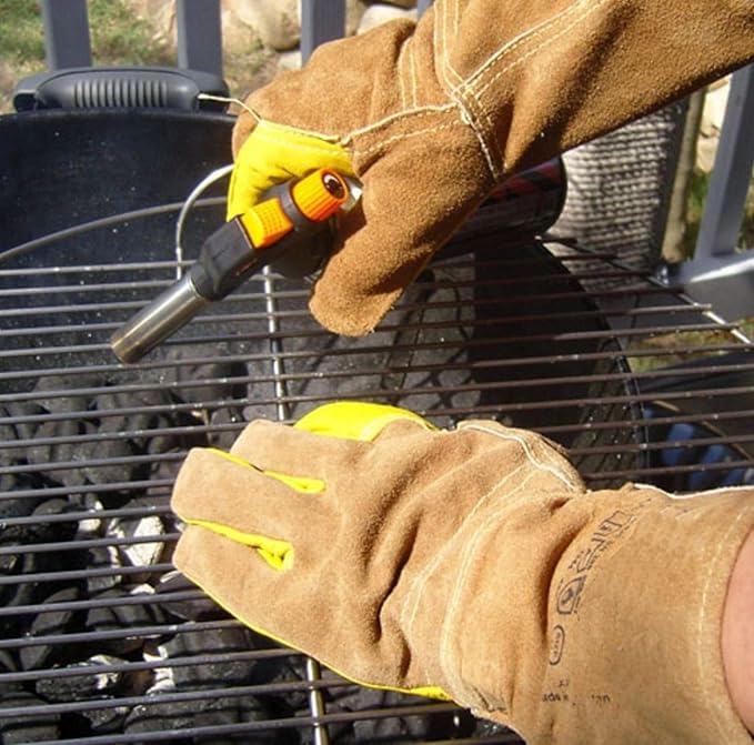 Hand Max Versatile Multi Purpose 14inch Cow Gauntlet Leather Kevlar Heat Resistant Gloves