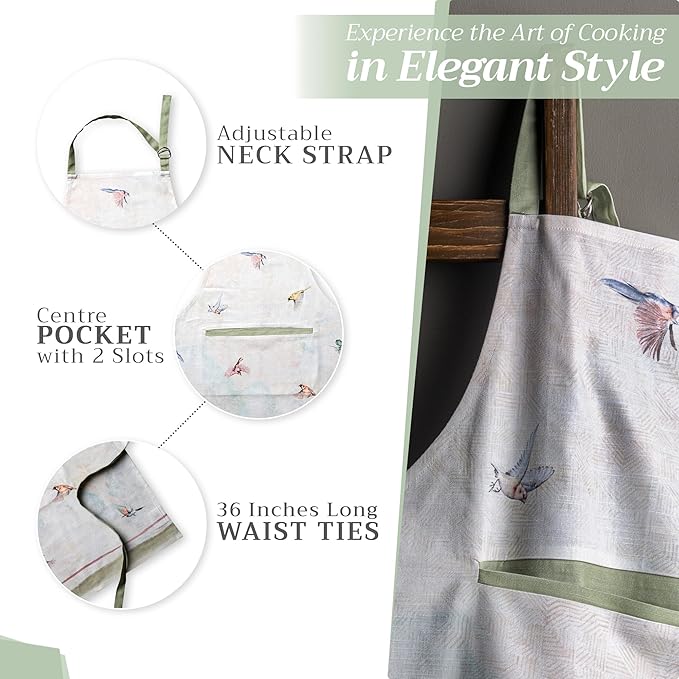 Maison d' Hermine 100% Cotton Apron for women with Pocket Kitchen Chef Apron for Men Cooking Easter Decorations