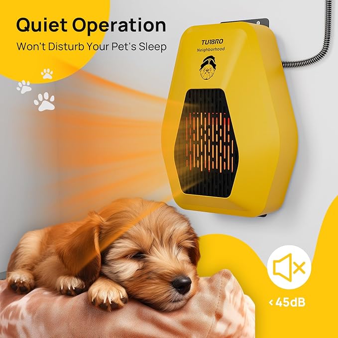 TURBRO Neighborhood DH800A Dog House Heater 800W, Wall Mount, 10ft Anti Bite Cord, Waterproof Control, Overheat Protection, Electric Warmer for Hound Kennel Cat Cage Chicken Coop, UL Test Passed