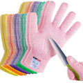 Cutting Gloves, 5 Pairs of Cut Resistant Gloves Food Grade, Cut Resistant Gloves for Kitchen, Oyster Shucking, Fish Fillet Processing, Carving Wood and Gardening(Large-Macaron)