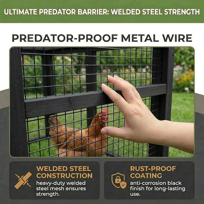 Predator-Proof Large Chicken Coop with Run for 4-8 Chickens | 150" Extra Large Wooden Hen House & Walk in Chicken Coop | Outdoor Duck Coop, Poultry Cage & Nesting Boxes | Jaulas para Gallinas