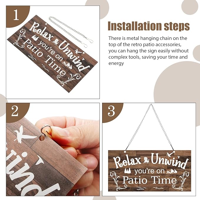 Hotop Patio Decor Patio Sign Decorations Outdoor Metal Porch Wall Decor Rustic Farmhouse Wall Art for Backyard Porch Balcony Gazebo Accessories(10 x 5",Brown)